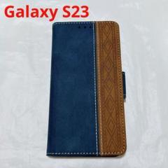 ✨Galaxy S23ケース 手帳型 カード収納 全面保護 衝撃吸収 ブルー