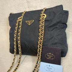 【良品！✨】PRADA プラダ ショルダーバッグ キルティング 三角ロゴ 黒 PRADA プラダ チェーン キルティング ショルダーバッグ 三角ロゴ