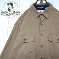 人気 エルエルビーン 長袖 シャツ XL相当 ベージュ 裏ネル アウトドア 古着