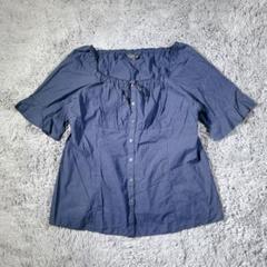 FLORRIE BELI 半袖スモックブラウス　大きいサイズ　4L ネイビー