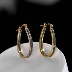 ブラック×ゴールド ハワイアンフープピアス ボヘミアン 海外風 高見え
