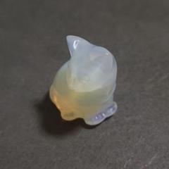 天然石 オパール 猫 置物