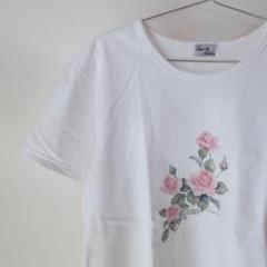USED 古着 薔薇 ローズ プリント tシャツ tee