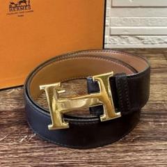 エルメス Hバックル レザー コンスタンス ベルト ゴールド金具 ブラック. HERMES エルメス Hベルト コンスタンス レザーベルト ゴールド
