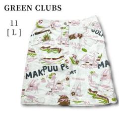 【グリーンクラブ】⛳ハワイアン柄ミニスカート ホワイト×ピンク 11/Lサイズ