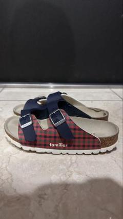 familiar サンダル 19.0cm ネイビー/レッドチェック