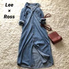 Lee【M】Rosso別注　デニムシャツロングワンピース スナップボタンブルー