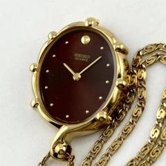 【稼働/良品】SEIKO クオーツ 2320-5950ペンダントウォッチブロンズ