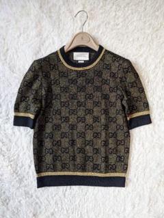 お値下げ 19FW グッチ GG ラメ付き ウール 半袖 セーター ニット xs