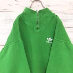 《adidas》スウェットパーカー L☆ワンポイント刺繍ロゴ グリーン