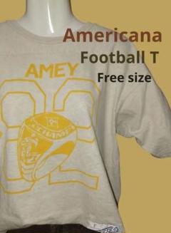✨AMERICANA✨フットボールシャツ 長袖 グレー 袖ライン Vネック ロク ✨AMERICANA✨フットボールシャツ 長袖 グレー 袖ライン Vネック