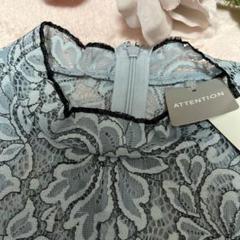 新品　GU ライトブルー レース 半袖シャツ