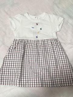 刺繍付きホワイトチェックワンピース