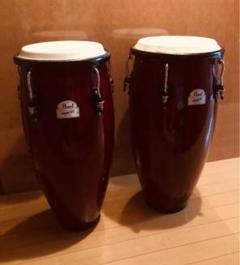 パール、ボンゴ(スタンド付)、中古、ラテン、パーカッション、チューニングキー無し パール、ボンゴ(スタンド付)、中古、ラテン、パーカッション