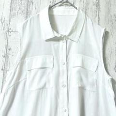 【美品】白 ロングシャツ ノースリーブ Otto 通勤 体型カバー