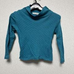 navy natural ターコイズ ドット柄 ハイネック 長袖カットソー120