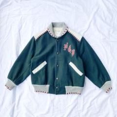 90年代アメリカ製ゴールデンベアレタードスタジャン古着l黒ブラックワッペン刺繍