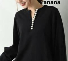 anana フィオーレフィオーレ黒 フレアスリーブ パールボタン