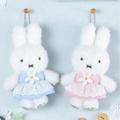 フラワーミッフィー　ほわほわマスコット　ジャスミンワンピース　ピンク　ブルー Flower Miffy 着せかえほわほわぬいぐるみ ジャスミン＆着せかえ