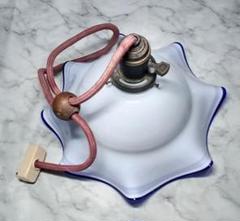 電笠 大正ロマン 昭和レトロ 骨董品 大正ロマン 電笠 電傘 ランプシェード 乳白 若草色 ミント