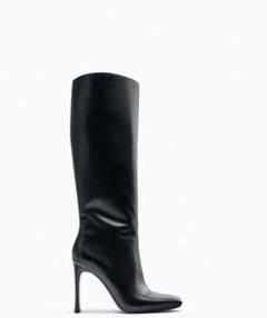 新品　タグ付き　ZARA ザラ　ホワイト ロングブーツ 38 24㎝ ZARA NEW Ecru Off White Tall leather knee high slouch Boots