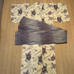 花柄浴衣と紫色帯のセット