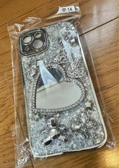 iPhone14 デコケース　シルバー　ミラー付き