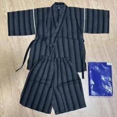 甚平 黒とグレーのストライプ 130サイズ