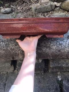 盆栽鉢　時代銭号赤色梨皮上帯長方盆栽鉢32x23x9 盆栽鉢 時代銭号赤色梨皮上帯長方盆栽鉢32x23x9 - 工芸品