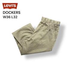 00s LEVI'S DOCKERSツータックワークパンツ36×32ベージュ