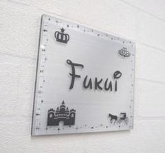 キラキラシンデレラ調アクリル表札＊４辺４５度斜めカット鏡面仕上げ＊最新鋭ＵＶ