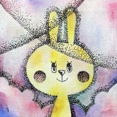 見守りうさぎのまなざし 〜手描きミニ点描画&イーゼルセット〜