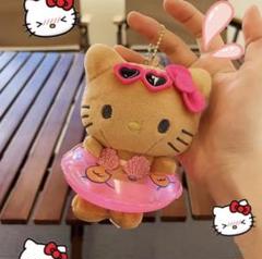 ハローキティ  水着 日焼けバージョン ぬいぐるみ　浮輪付き　新品タグ付2000 ハローキティ 水着 日焼けバージョン ぬいぐるみ 浮輪付き 新品