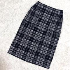 GAP✨美品　タイトスカート　チェック柄　ミモレ丈　きれいめ　冬　ブラック（2）