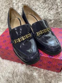 TORYBURCH ローファー パンプス チャンキーヒール22cm ゴールド