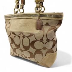 正規品 コーチ COACH ハンドバッグ シグネチャー ベージュ キャンバス 鞄
