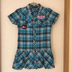 CRU150半袖ワンピースチェック ブルー