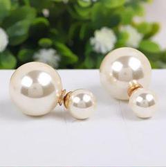 ゴールド ダブルパールピアス パールバックキャッチ (16mm)