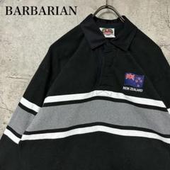 【超希少◎】BARBARIAN　ラガーシャツ　国旗　刺繍　ゆるだぼ　完売モデル◎ 超希少◎】BARBARIAN ラガーシャツ 国旗 刺繍 ゆるだぼ 完売