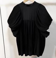 ♥ENFÖLD♥エンフォルド♥ブラックフリルチュニック極美品38 エンフォルド ENFOLD 25SS SOFT MEMORY TAFFETA HALF SLEEVE