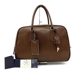 【PRADA】ビジネスバッグ　レザー　ゴールド金具　ブラウン　三角ロゴプレート PRADA】ビジネスバッグ レザー ゴールド金具 ブラウン 三角ロゴ