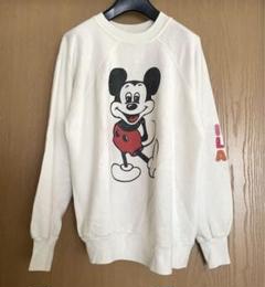 レア USA 製 ヴィンテージ ミッキー スウェット ホワイト / トレーナー Disney - 90年代 USA製 Disney ディズニー ミッキーマウス