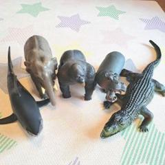 クロコダイル ソフビフィギュアセット 動物フィギュアセット サメ ゾウ カバ ワニ ゴリラ ビッグサイズ
