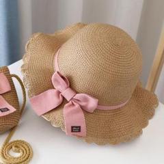 ⑧新品✨女の子用麦わら帽子54cm✨熱中症・日焼け防止✨可愛い紫外線対策