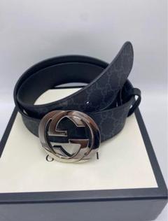 ✨極美品!!✨グッチ インターロッキング レディース ベルト レザー GG 黒 GUCCI グッチ インターロッキング GG ロゴ レザー ベルト