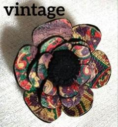 vintage リアルレザー 花形 ブローチ ペイズリーのサムネイル