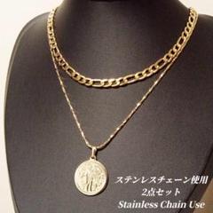 ステンレスチェーン使用　オシャレ 2点セット ネックレス　ゴールド　had016