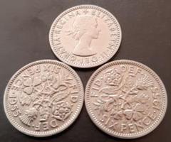 50コインセット シックスペンス イギリス ラッキー6ペンス 英国コイン 本物 エリザベス女王の英国の幸せのシックスペンス500枚セット