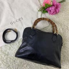 外側美品》 GUCCI グッチ ボックスカーフ バニティ 丸型 レディロック