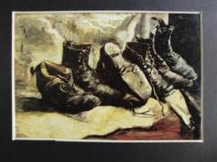 ヴァン・ゴッホ【三足の靴】、希少な画集画、新品高級額・額装付 ヴァン・ゴッホ【三足の靴】、希少な画集画、新品高級額・額装付